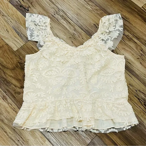 Anthropologie Lace Off-The-Shoulder Cream Blouse size XL - Picture 5 of 13